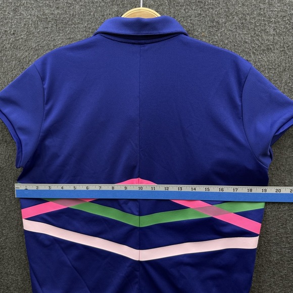 Nike Disney Top Womens Large Blue Green D Logo Polo Shirt Dri Fit Performance - Picture 9 of 10